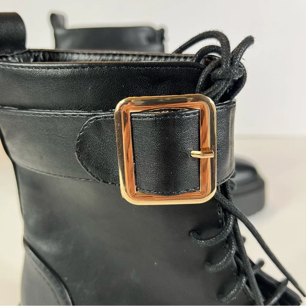 NWOT Billini Xanti vegan leather platform combat lug sole ankle boots - Picture 8 of 11